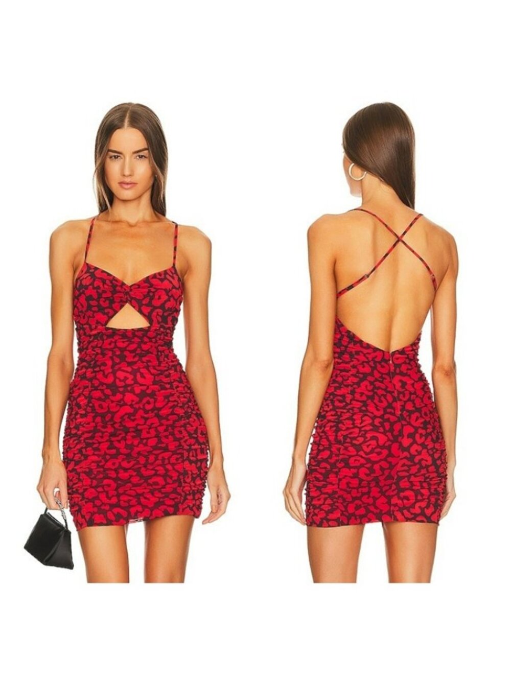 Michael Costello x REVOLVE Afton Mini Dress - Red & Black Leopard